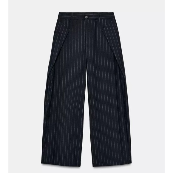 Zara ZW COLLECTION WOOL PINSTRIPE PANTS Sz L - Picture 5 of 12